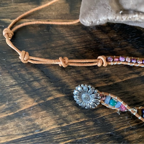 Boho Style Beaded Wrap Bracelet - large colorful stone and pretty beads & clasp - Picture 9 of 9